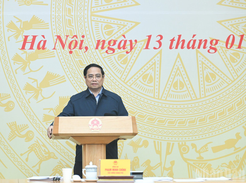 PM Pham Minh Chinh speaks at the meeting. (Photo: Tran Hai)