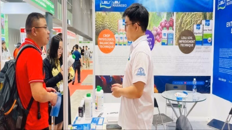 Visitors at the exhibition.