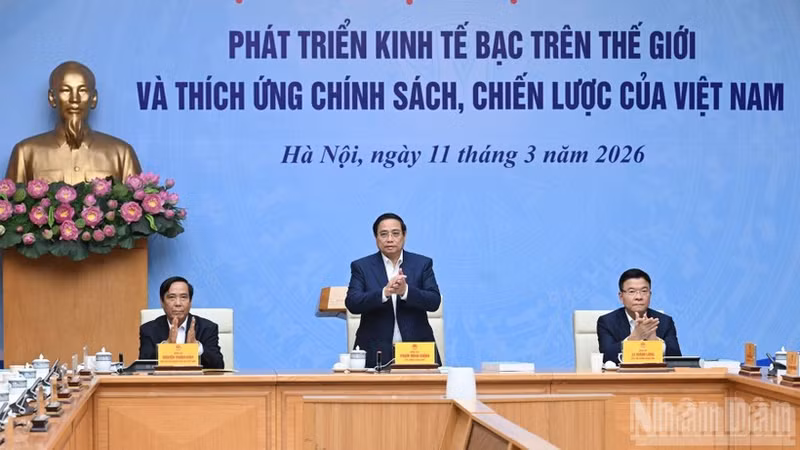 Prime Minister Pham Minh Chinh at the conference. (Photo: Tran Hai)