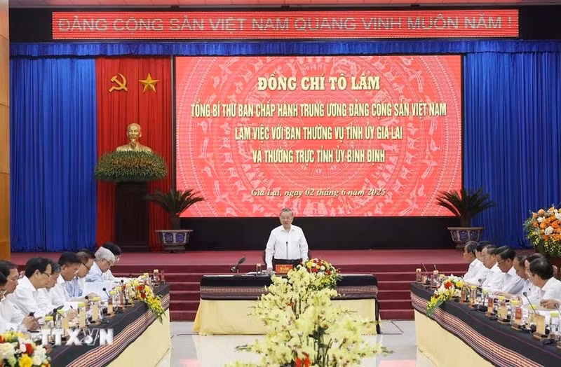 Party General Secretary To Lam speaks at the meeting (Photo: VNA)