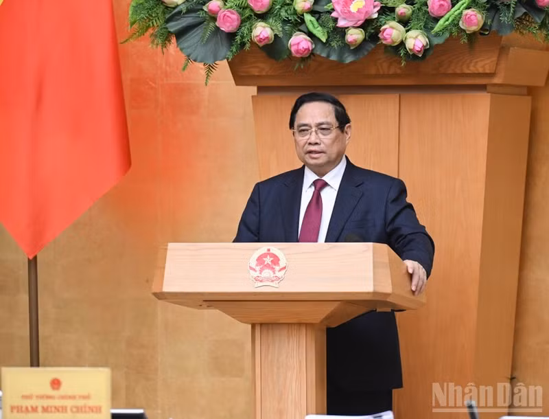 Prime Minister Pham Minh Chinh speaks at the conference. (Photo: Tran Hai)
