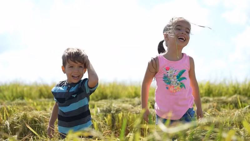 Cuban children play on a rice field in Cuba (Photo: VNA)