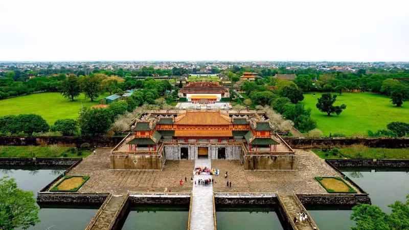 Viewed from above, Hue’s Imperial City sits at the heart of the heritage city. (Photo: Le Hoang)