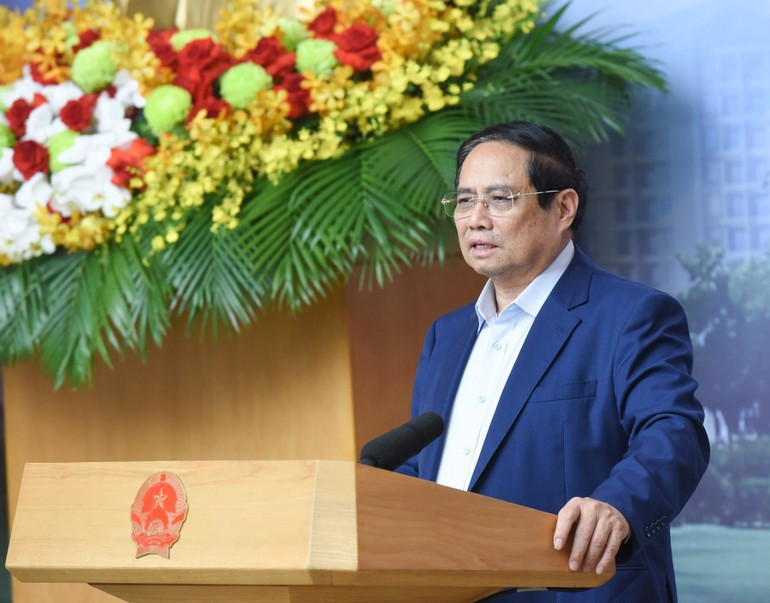 PM Pham Minh Chinh speaks at the conference. (Photo: Tran Hai)