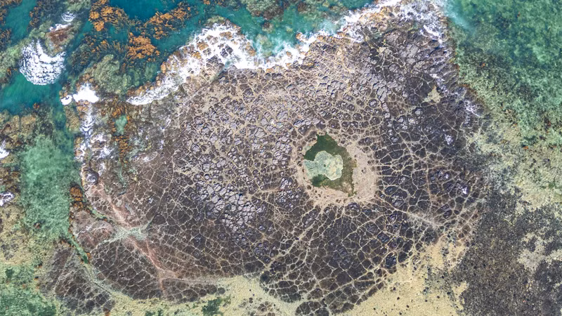 The crater is clearly visible from Ba Lang An Lighthouse.