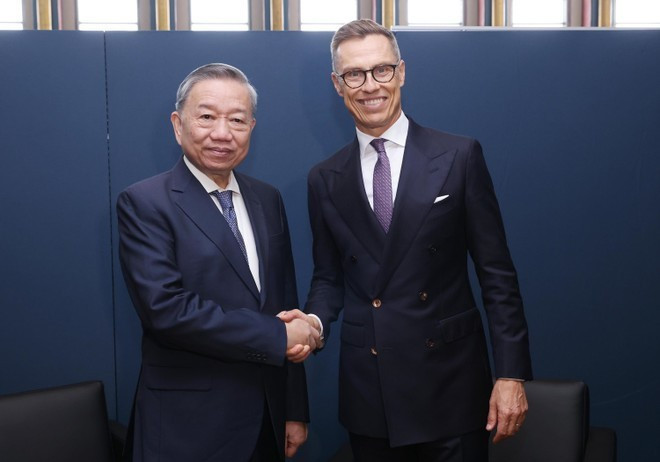 General Secretary and State President To Lam meets Finnish President Alexander Stubb on 24 September 2024. (Photo: Lam Khanh/VNA)