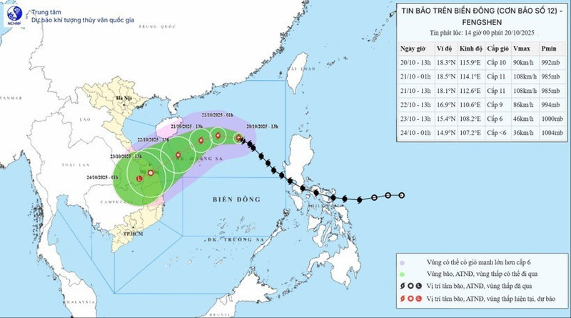 The projected path of Typhoon Fengshen. (Photo: NCHMF)