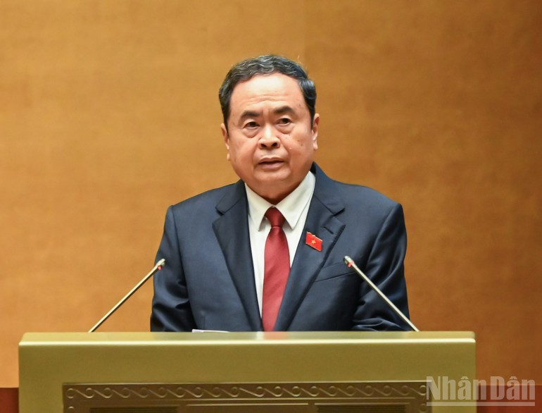 NA Chairman Tran Thanh Man speaks at the 15th National Assembly's 10th session. (Photo: NDO)