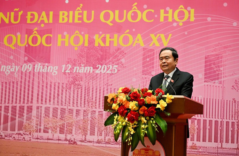National Assembly Chairman Tran Thanh Man addresses the conference. (Photo: Duy Linh)