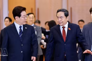 National Assembly Chairman Tran Thanh Man (right) meets with President of the Republic of Korea (RoK) Lee Jae Myung. (Photo: VNA)