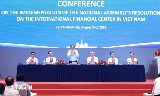 Delegates at the conference in HCM City on August 2 on the implementation of the National Assembly’s Resolution No. 222/2025/QH15 on the IFC. (Photo: VNA) 2-8-pm2.jpg