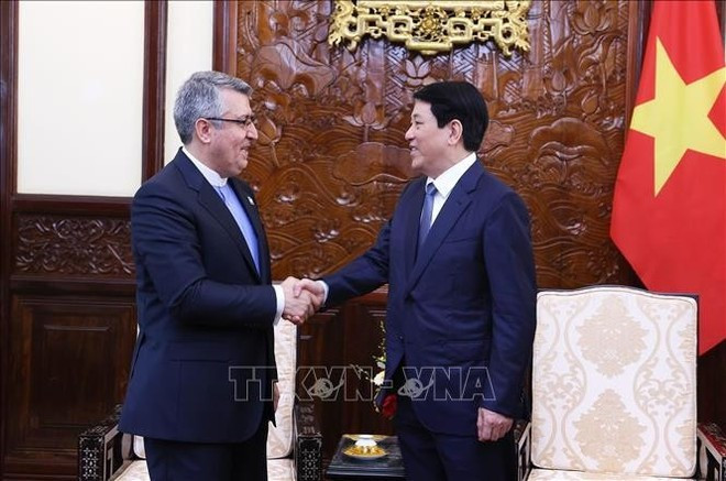 State President Luong Cuong receives Iranian Ambassador Ali Akbar Nazari on June 26. (Photo: VNA) 26-6-ctn2.jpg