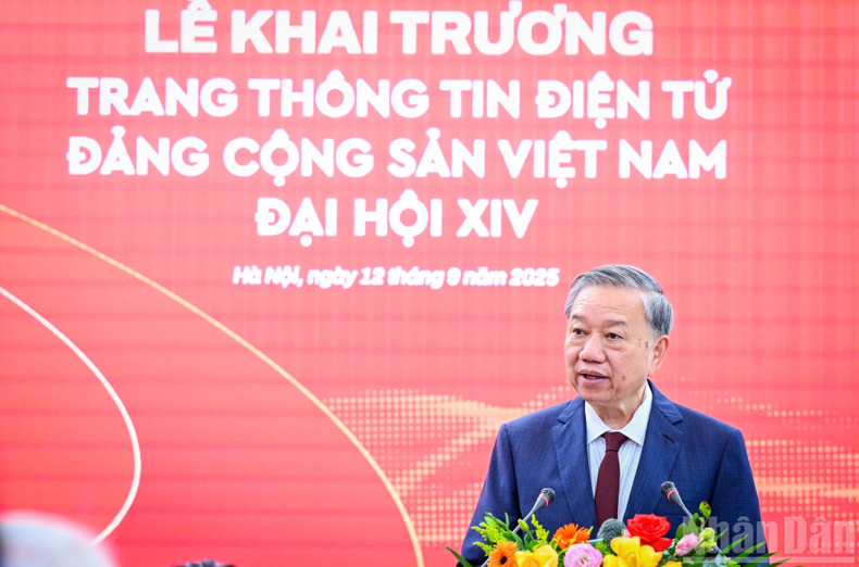 General Secretary of the Communist Party of Viet Nam Central Committee To Lam speaks at the ceremony. 12-9-w3.jpg