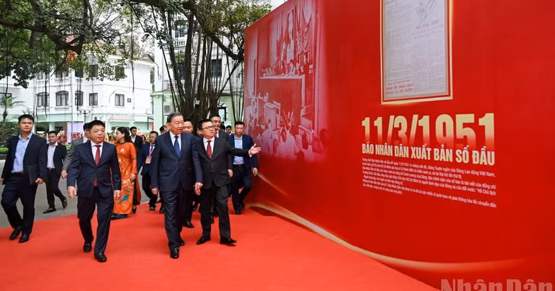 Party General Secretary and State President To Lam visits and holds a working session with Nhan Dan Newspaper on March 11, 2026, marking the 75th anniversary of its first issue (March 11, 1951–2026).
