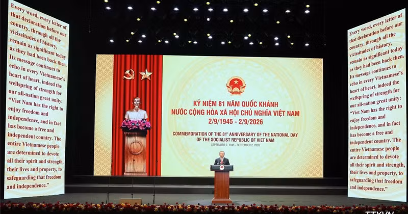 Party General Secretary and State President To Lam delivers a speech at the ceremony marking the 81st anniversary of the National Day of the Socialist Republic of Viet Nam (September 2, 1945–2026).