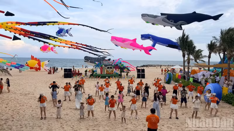 Visitors join art performances at the festival.