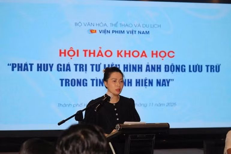 Dr Ngo Dang Tra My, Deputy Director of the VFI, introduces archival utilisation efforts at the institute.