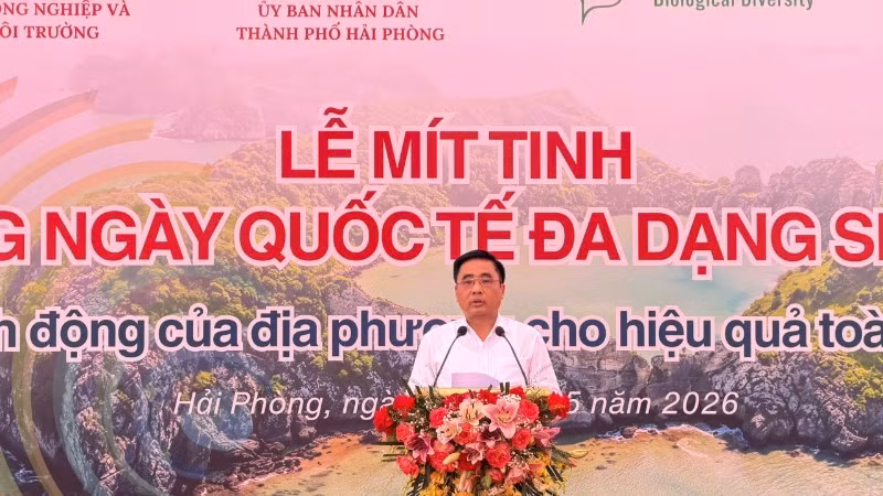 Deputy Minister of Agriculture and Environment Nguyen Quoc Tri speaks at the event. 