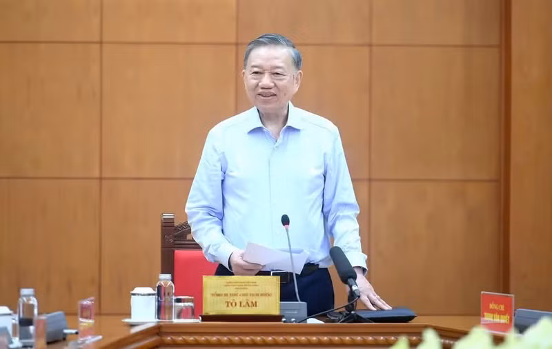 Party General Secretary and State President To Lam speaks at the meeting (Photo: NDO)