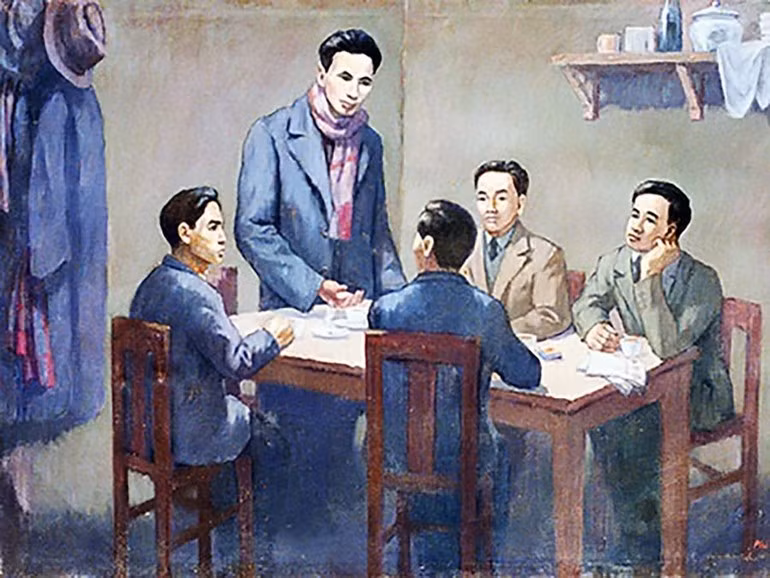 The conference to establish the Communist Party of Viet Nam on February 3, 1930. (Photo of the painting by artist Phi Hoanh, on display at the Viet Nam National Museum of History)