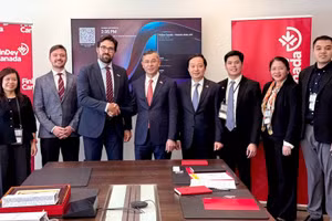 The Vietnamese Ministry of Finance delegation poses for a group photo with representatives of FinDev Canada. (Photo: HA LINH)