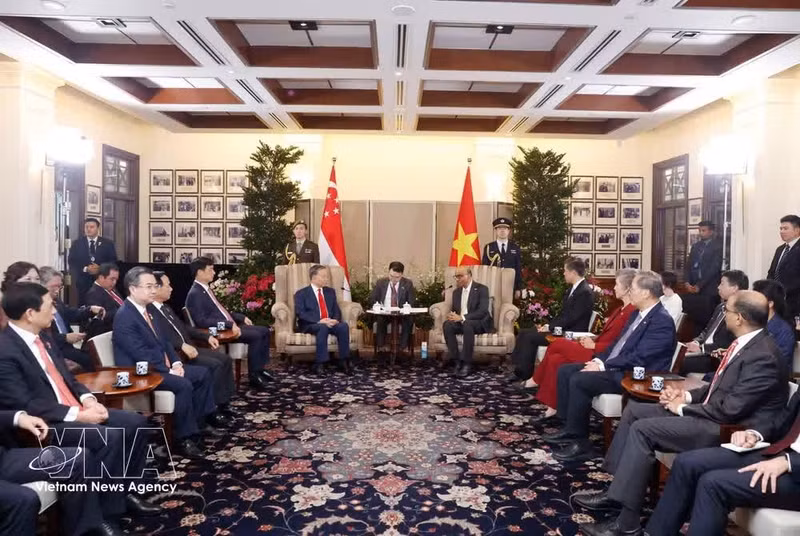 At the talks between Party General Secretary and State President To Lam and Singaporean President Tharman Shanmugaratnam. (Photo: VNA)