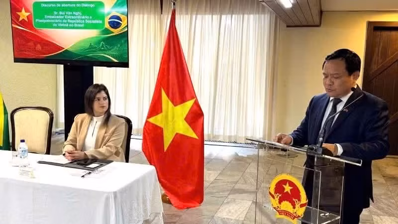 Ambassador Bui Van Nghi addresses the forum. (Photo courtesy of the Embassy of Viet Nam in Brazil)