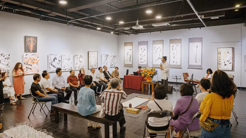 The exhibition features paintings, poetry and music. (Photo: Organisers)
