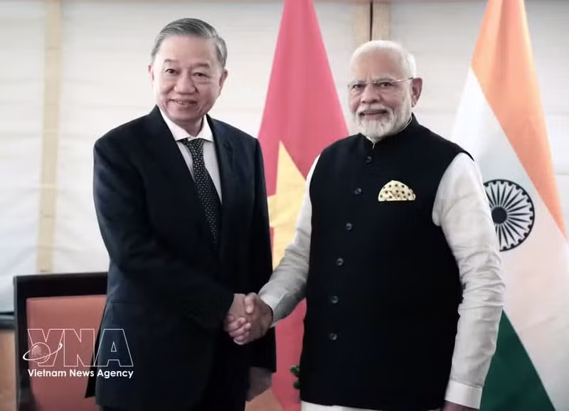 Within the framework of his participation in the 79th session of the United Nations General Assembly and working visit to the US, Party General Secretary and State President To Lam meets with Indian Prime Minister Narendra Modi in New York on September 23, 2024 (local time). (Photo: VNA)