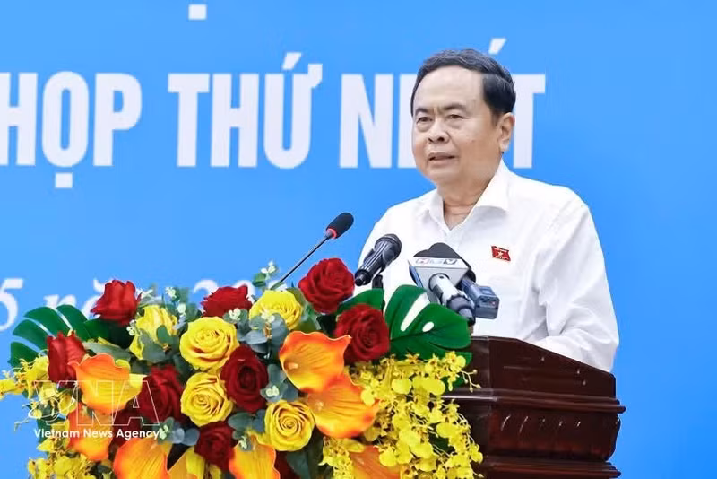 National Assembly Chairman Tran Thanh Man speaks at the meeting with voters in Ho Chi Minh City’s Hoc Mon commune on May 4. (Photo: VNA)