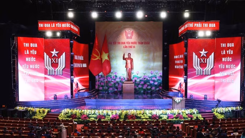 The view of the preparatory session of the 11th National Patriotic Emulation Congress. (Photo: Pham Kien/VNA)