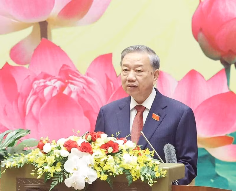 Party General Secretary To Lam addresses the first Congress of the National Assembly (NA)’s Party Organisation in Ha Noi on September 25. (Photo: VNA)
