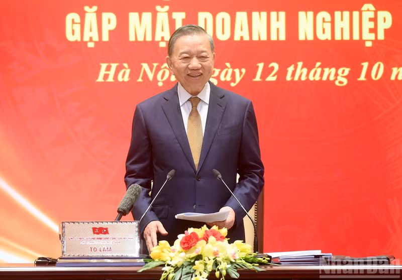 General Secretary of the Communist Party of Viet Nam Central Committee and President To Lam speaks at the meeting (Photo: DANG KHOA)