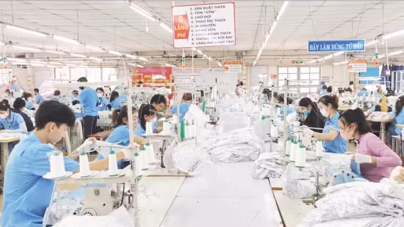 Garment production for export at Hoa Tho Textile and Garment Joint Stock Corporation.