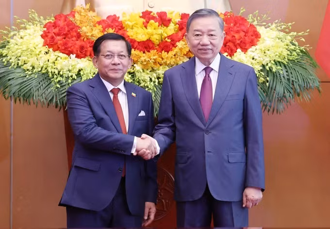 General Secretary and President To Lam and Myanmar President Min Aung Hlaing at their talks on September 5, 2026. (Photo: QUANG PHUC)