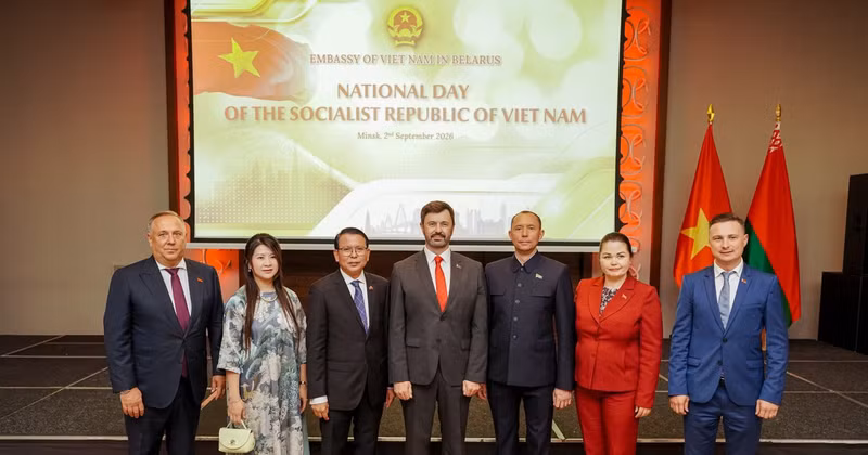 Representatives of the Communist Party of Belarus attend the reception in Minsk on September 2 to mark the 81st anniversary of the August Revolution and National Day (September 2, 1945-2026) of Viet Nam. (Photo: Published by VNA)
