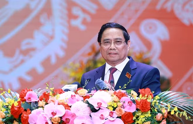 PM Pham Minh Chinh speaks at the ceremony. (Photo: VNA)