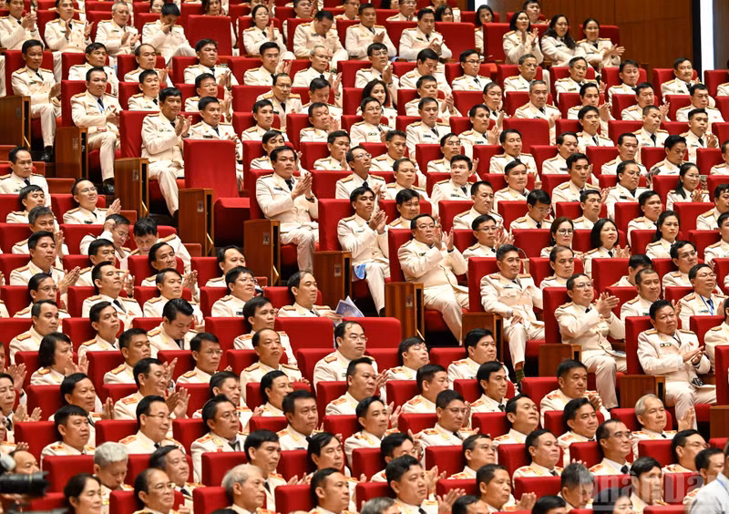 Delegates attend the ceremony marking the 80th anniversary of the People's Security Force's traditional day (July 12, 1946 – July 12, 2026) and receiving the Gold Star Order.