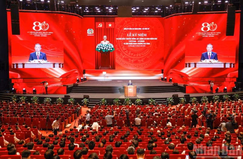 An overview of the ceremony marking the 80th anniversary of the People's Security Force's traditional day (July 12, 1946 – July 12, 2026) and receiving the Gold Star Order.