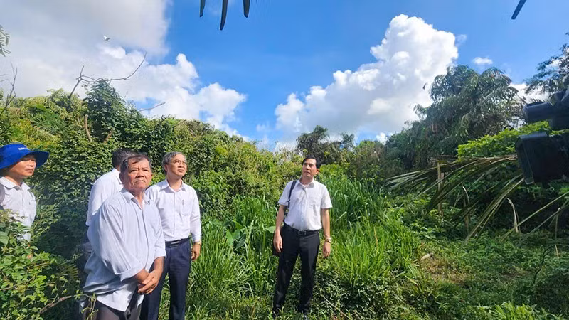 Leaders of Vinh Long Province inspect Hai Chia’s rare bird sanctuary.