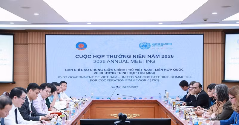 Deputy Minister of Finance Tran Quoc Phuong and Acting UN Resident Coordinator in Viet Nam Silvia Danailov co-chair the 2026 annual meeting of the Vietnamese Government – United Nations Joint Steering Committee. (Photo: tapchikinhtetaichinh.vn)