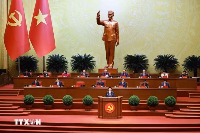 The Presidium of the 14th National Party Congress at the opening session on January 20 (Photo: VNA)