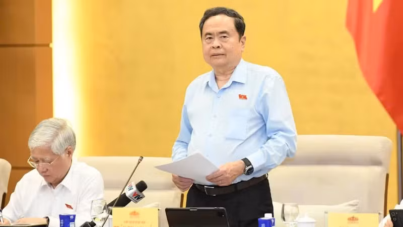 NA Chairman Tran Thanh Man speaks at the mid-year review conference between NA leaders, the NA's agencies and the NA Office on July 6. (Photo: nhandan.vn)
