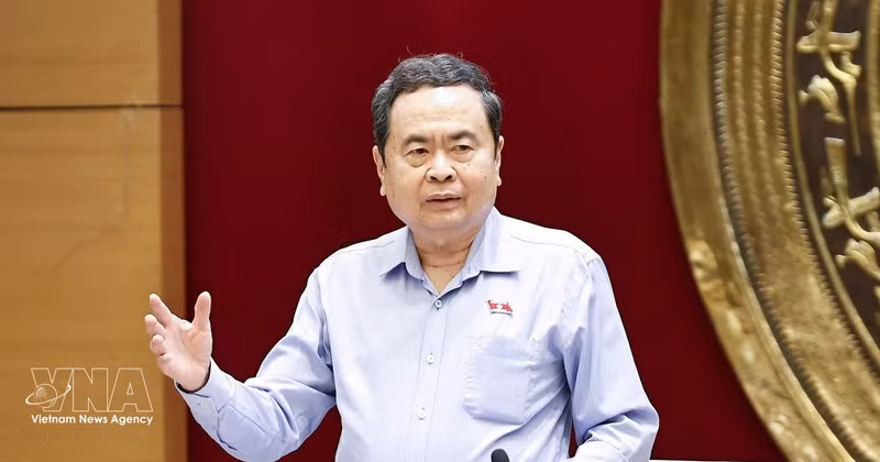 National Assembly (NA) Chairman Tran Thanh Man speaks at the working session with standing members of the NA's Council for Ethnic Affairs in Hanoi on May 21. (Photo: VNA)