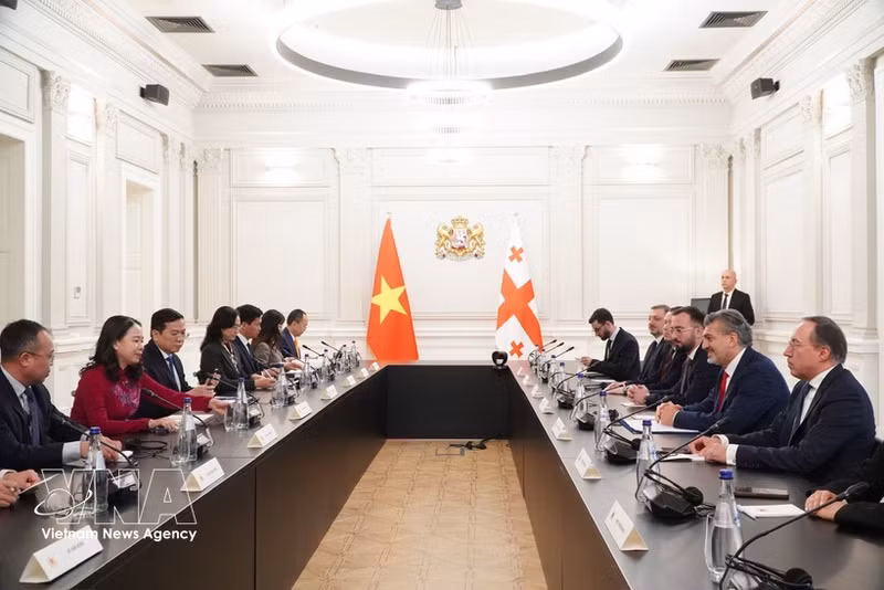 Georgian President Mikheil Kavelashvili receives Vietnamese Vice President Vo Thi Anh Xuan. (Photo: VNA)