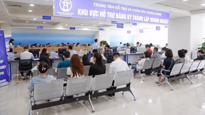 The area providing free consultation and support for business registration at the Public Administration Service Centre in Ha Noi.