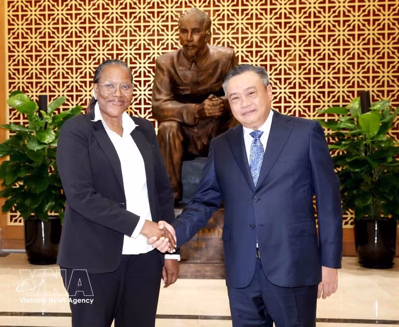 Head of the Communist Party of Viet Nam (CPV) Central Committee’s Commission for Inspection Tran Sy Thanh (R) and Head of FRELIMO Central Committee's Inspection Commission Ana Comoana. (Photo: VNA)