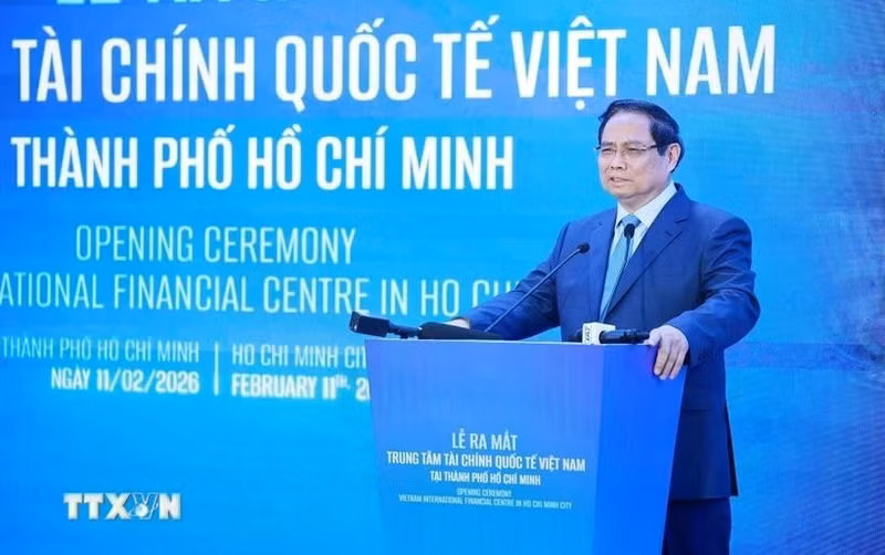 PM Pham Minh Chinh announces the establishment of the Viet Nam International Financial Centre in Ho Chi Minh City. (Photo: VNA)