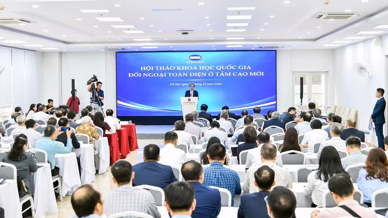 Minister of Foreign Affairs Le Hoai Trung speaks at the conference. (Photo provided by the Ministry of Foreign Affairs)