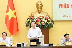 President of the National Assembly Tran Thanh Man speaks at the second meeting of the Steering Committee for the Comprehensive Review of the System of Legal Normative Documents in Ha Noi on August 26. (Photo: Duy Linh)